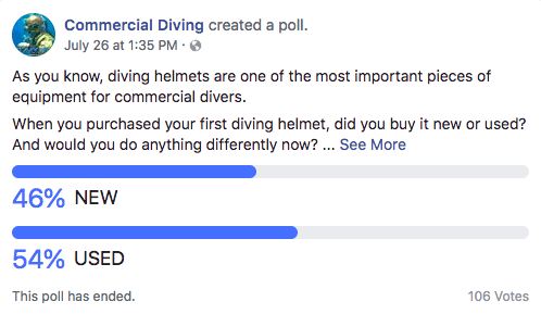 new vs used commercial diving helmets